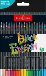 Színes ceruza készlet, háromszögletű, FABER-CASTELL "Black Edition",  36 különböző szín
